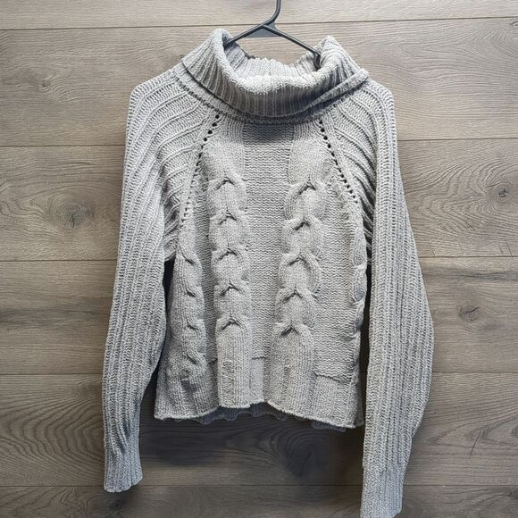 Harper Sweaters - Cozy Gray Cable Knit Turtleneck Sweater